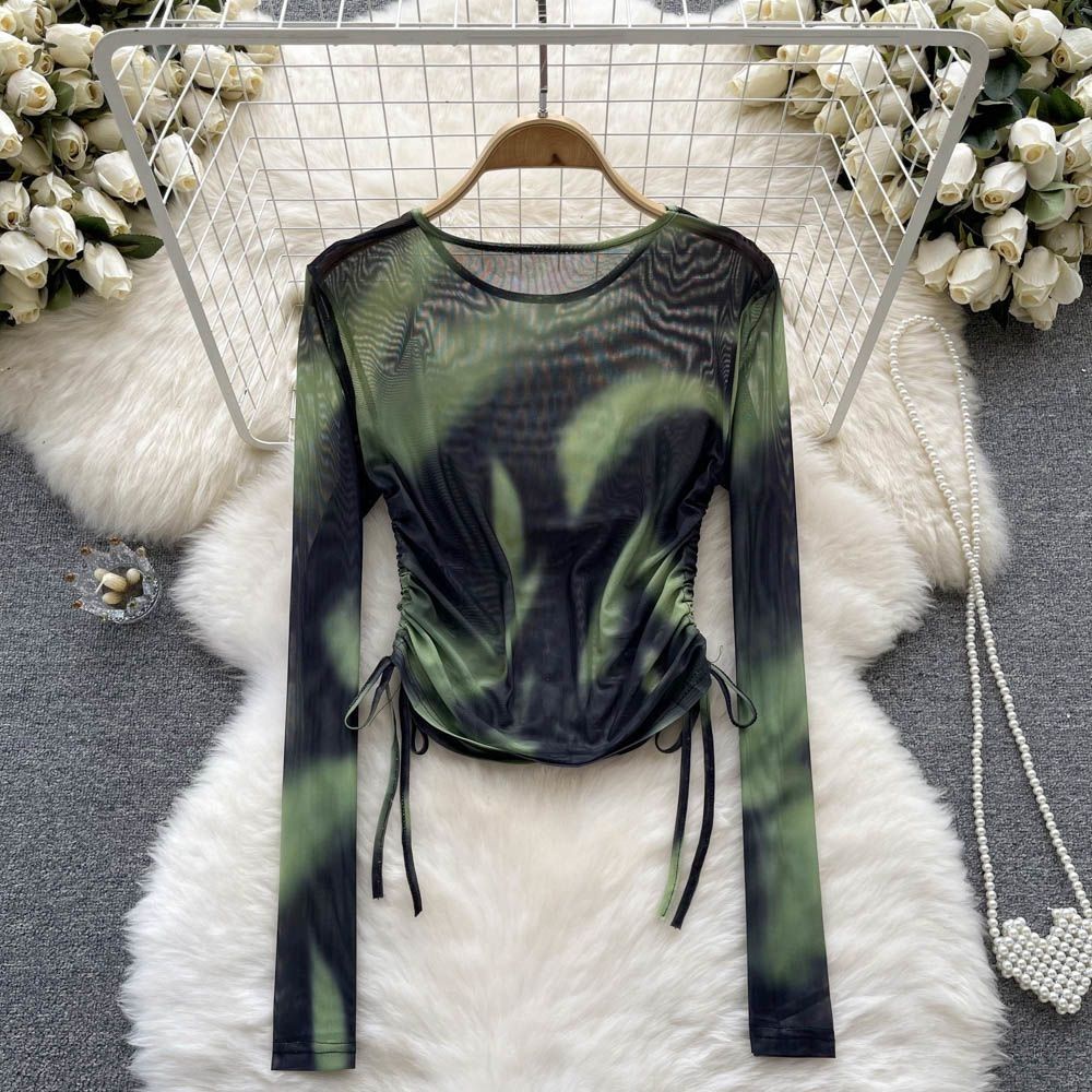 Áo Lưới Mỏng Tay Dài Nhuộm Màu Thời Trang Mùa Hè