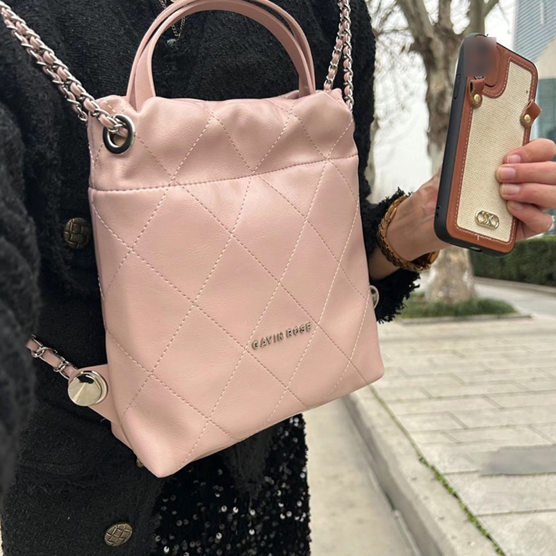 Ielgy Ba Lô Đeo Vai mini Sức Chứa Lớn Nhiều Ngăn Có Dây Xích Cho Nữ