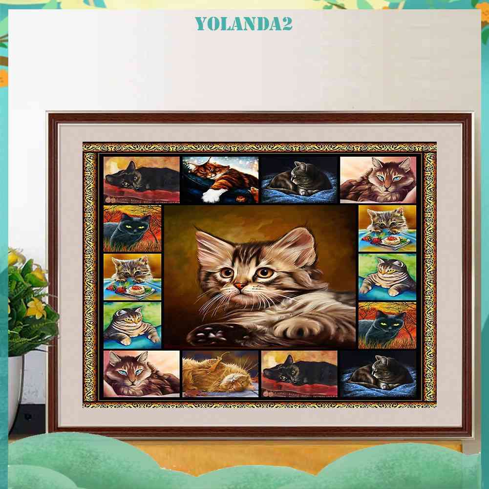 Tranh Đính Đá Kim Cương Toàn Bộ 5D DIY Hình Vẽ Ngựa / Mèo