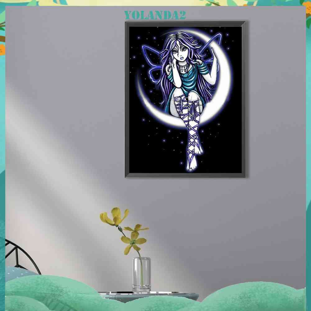 Bộ Tranh Đính Đá 5D Họa Tiết Mặt Trăng Độc Đáo DIY Dùng Trang Trí Nhà Cửa