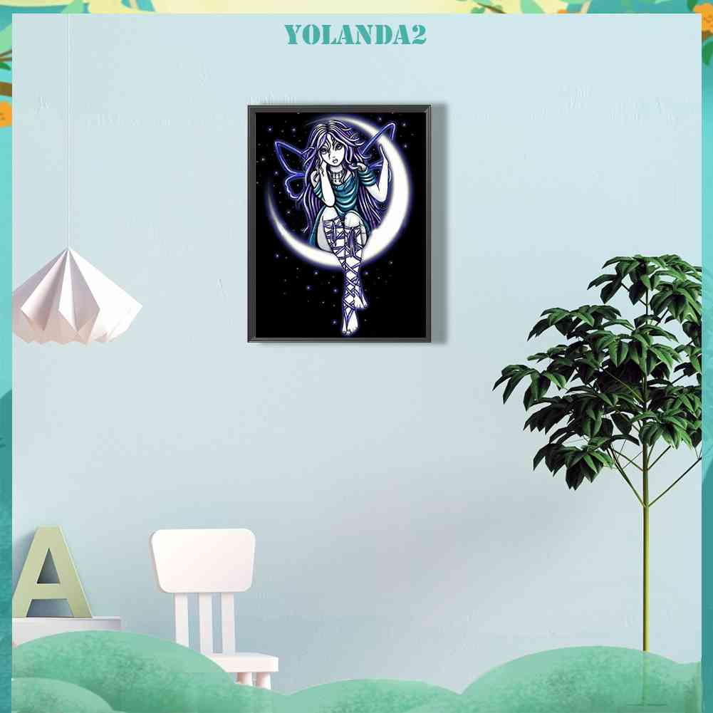 Bộ Tranh Đính Đá 5D Họa Tiết Mặt Trăng Độc Đáo DIY Dùng Trang Trí Nhà Cửa