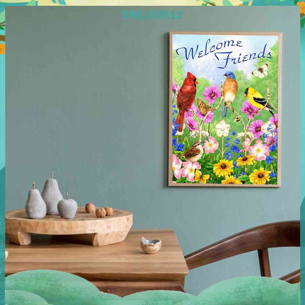 Bộ Tranh Đính Đá 5D Họa Tiết Hoa Và Chim Độc Đáo DIY Dùng Trang Trí Nhà Cửa