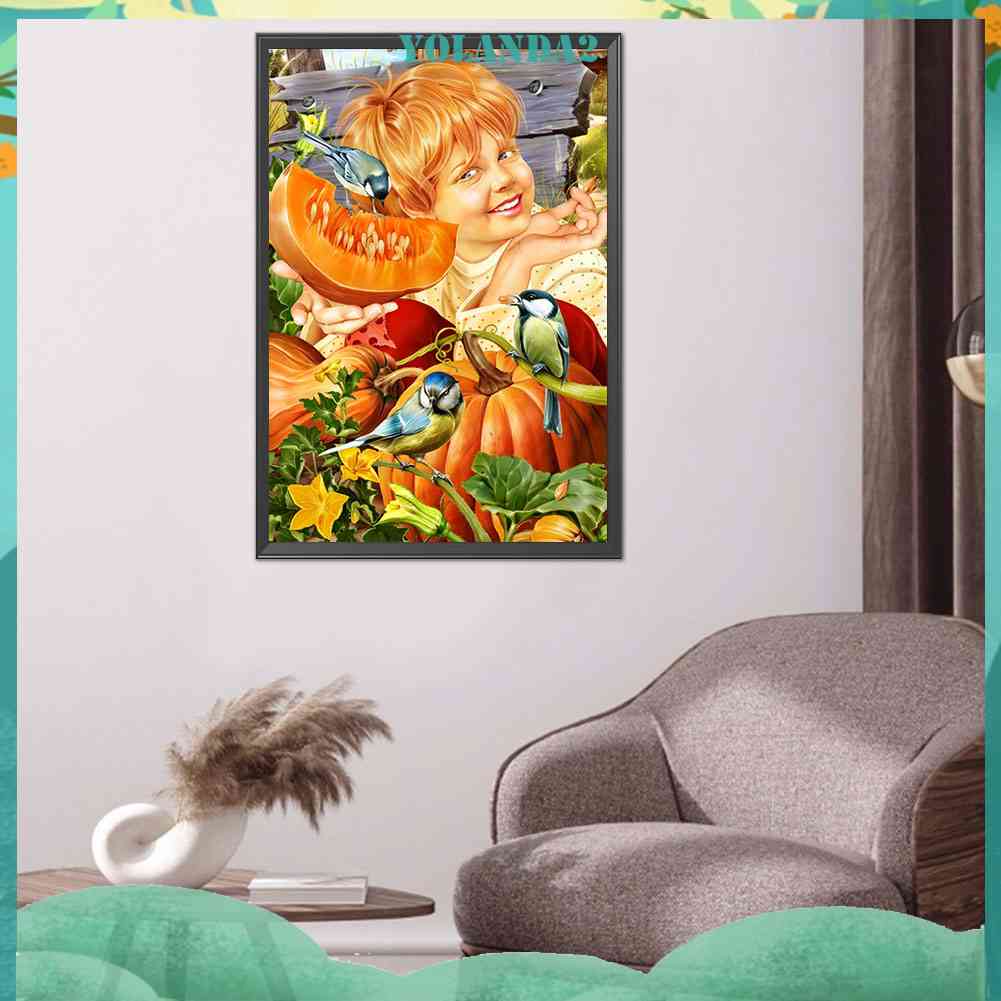 Tranh Đính Đá Kim Cương Toàn Bộ 5D DIY Hình Vẽ Bí Ngô