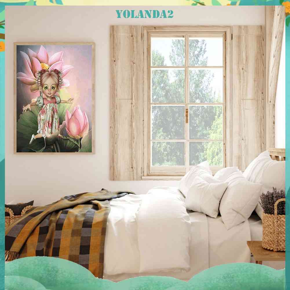 Tranh Đính Đá 5D Tự Làm Họa Tiết Bé Gái Hoạt Hình