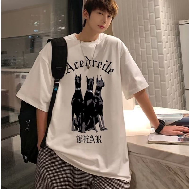 Có size lớn M-8xl Áo thun unisex nam nữ form rộng tay lỡ phông In Hoạt Hình Doberman