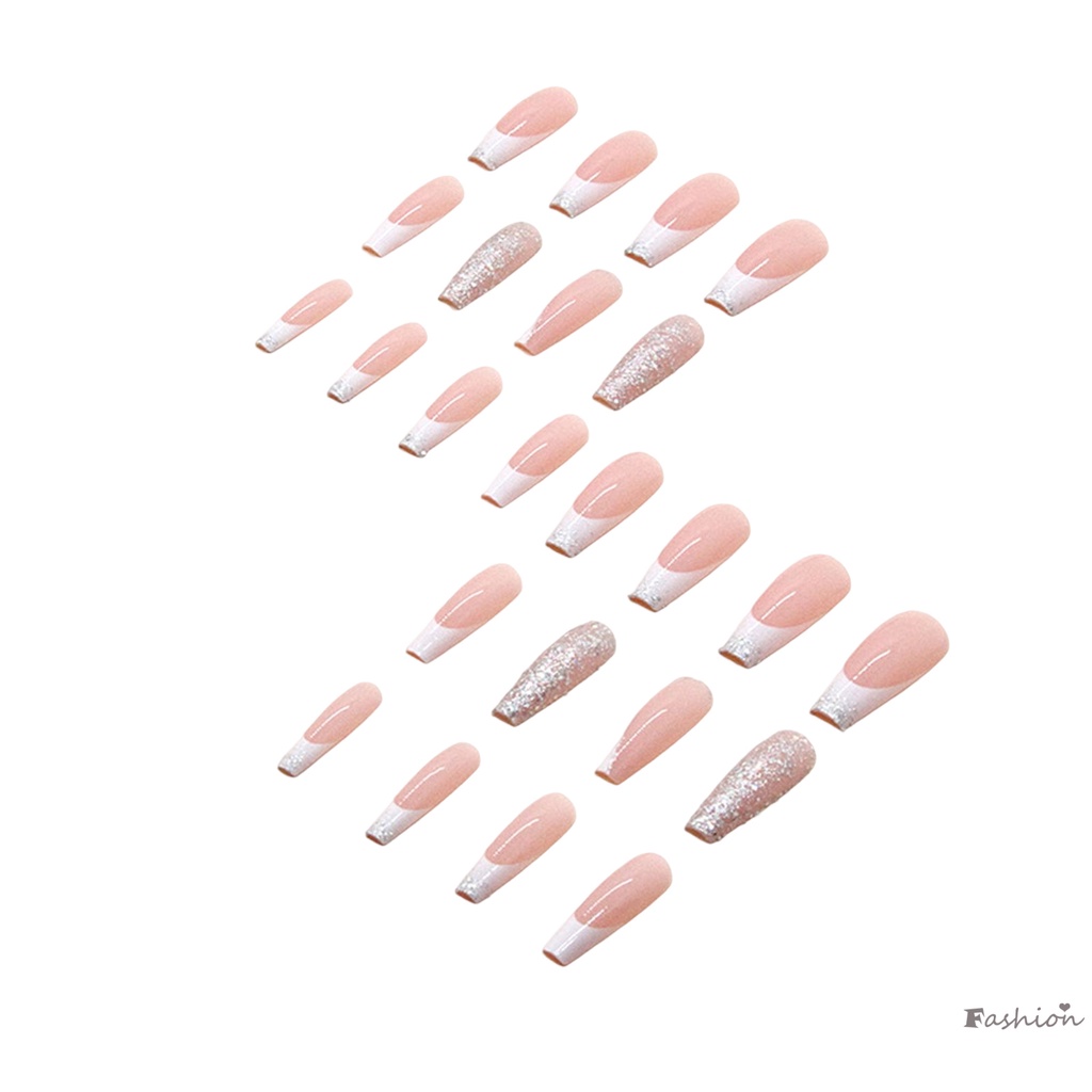 Móng Tay Giả Dài Màu Hồng Đính Sequin Lấp Lánh Lâu Trôi Chống Thấm Nước An Toàn Dùng Khi Múa Ba Lê