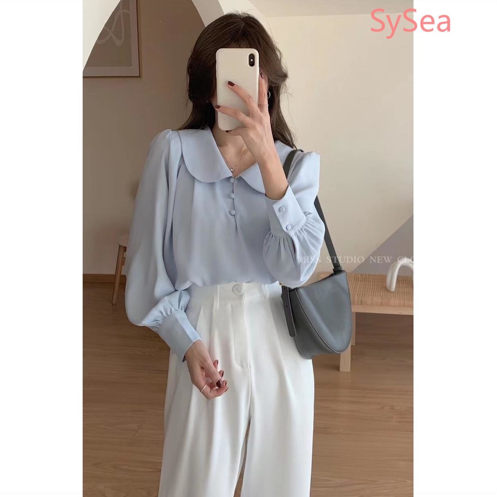 Áo Kiểu Tay Phồng Cổ Búp Bê Phong Cách Retro Pháp Cho Nữ