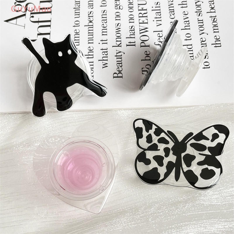 [cxGUYU] Giá Đỡ Điện Thoại Hình Hoa Bướm Màu Đen Dễ Thương Phong Cách Hàn Quốc Cho iPhone Samsung