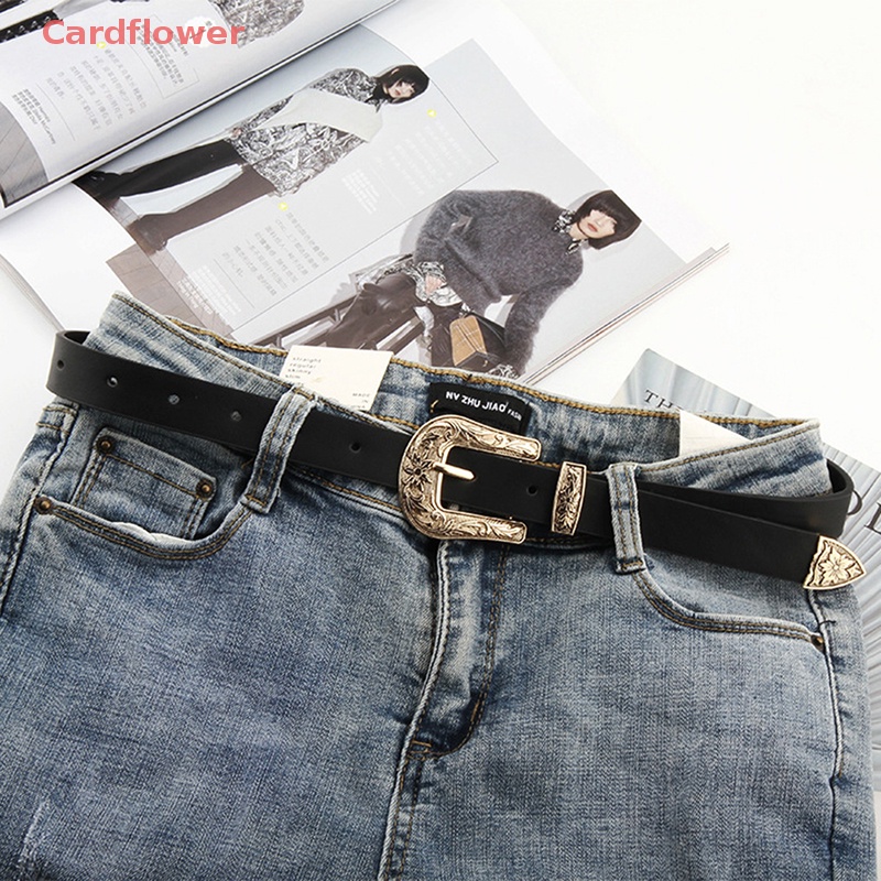 Thắt Lưng Da Pu Màu Đen Phong Cách Boho Cổ Điển Cho Nữ