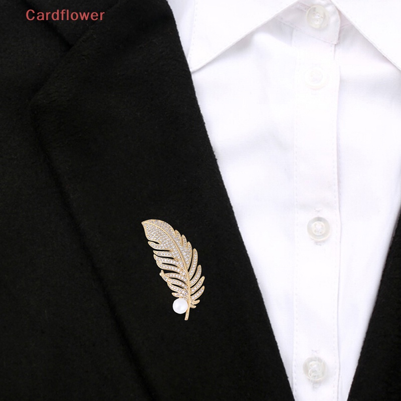 Ghim Cài Áo Hình Lông Vũ Đính Ngọc Trai Nhân Tạo Thời Trang Mới