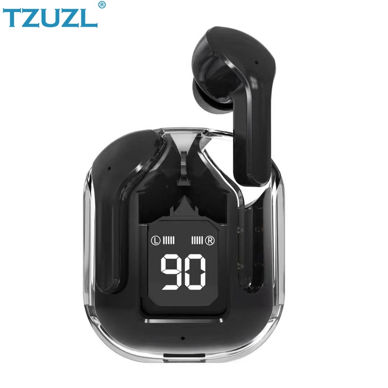 Tai nghe bluetooth không dây TZUZL BT16 TWS trong suốt có đèn LED hiển thị kỹ thuật số âm thanh nổi