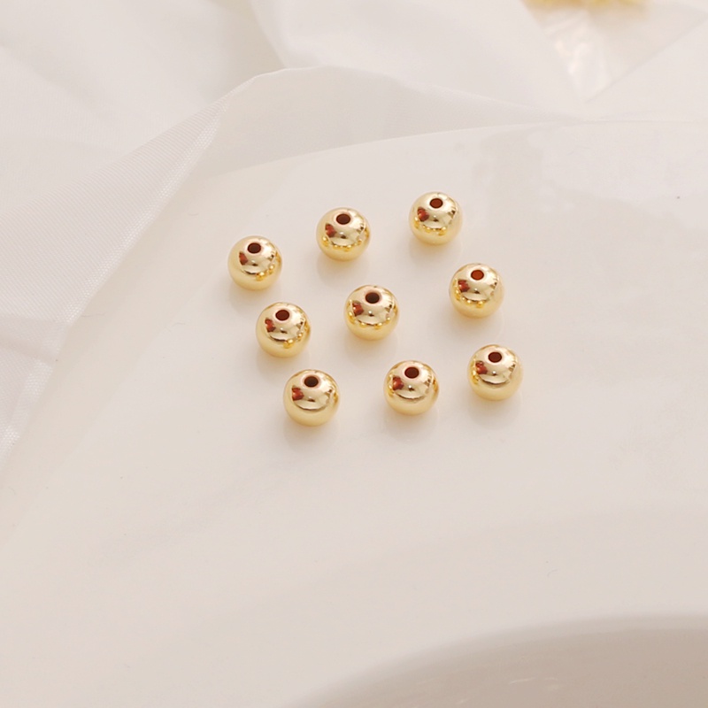 Bộ 50 Hạt Xâu Chuỗi Vàng 14k Kích Thước 6 * 5mm Dùng Để Làm Đồ Trang Sức Thủ Công