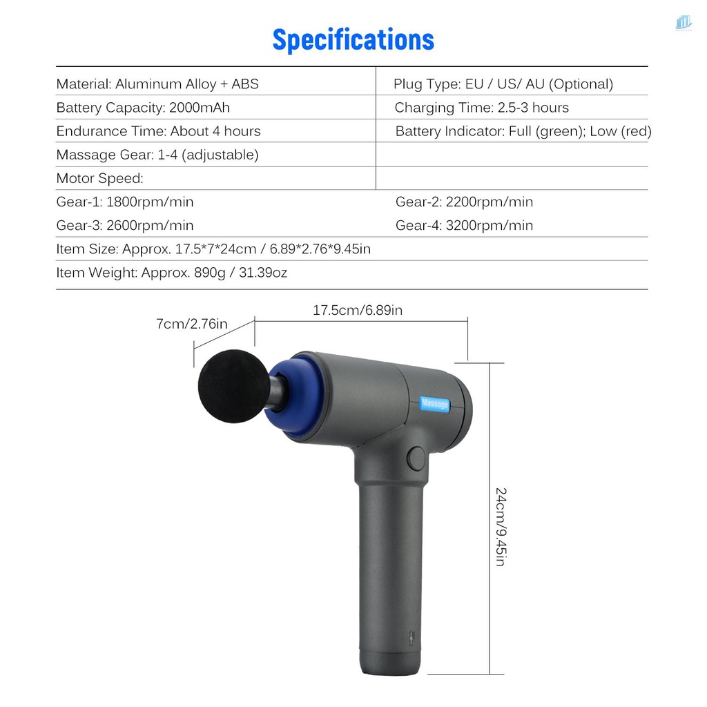 Máy Mát Xa Thư Giãn Cơ Bắp 4 Đầu Bằng Hợp Kim Nhôm Kèm 6 Đầu Mát Xa Tùy Chỉnh Tiện Dụng s2mwvn