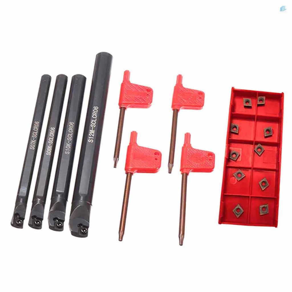 Set 4 Phụ Kiện 7 / 8 / 10 / 12mm S07K / S08K / S10K / S12M-SCLCR06 CNC Cho Máy Tiện060204 Bộ 4 Món Gồm Cây Chèn + Dụng Cụ Vệ Sinh Chuyên Dụng