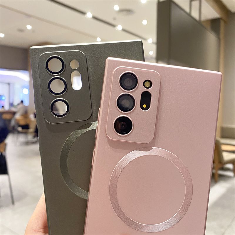 Ốp Điện Thoại Mềm Đục Mỏng Nam Châm Có Màng Bảo Vệ Ống Kính Chống Bụi Cho Samsung Galaxy Note 20 Ultra Note 10 Plus
