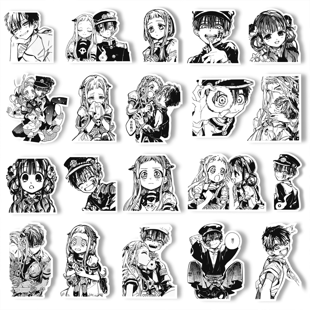 Bộ 64 Món Đồ Chơi Chất Lượng Cao ❉ Hanako-kun đi vệ sinh. Nhãn Dán Series 01 Màu Trắng Đen Cổ Điển ❉ Sticker Dán Tường Chống Thấm Nước Họa Tiết Doodle Hợp Thời Trang