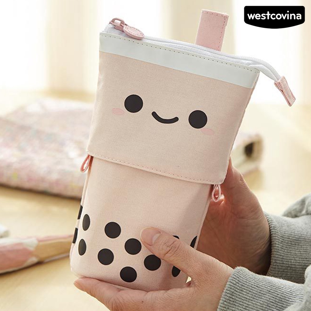 [COD]♪Túi Đựng Bút Bằng Vải Canvas Hình Trà Sữa Độc Đáo