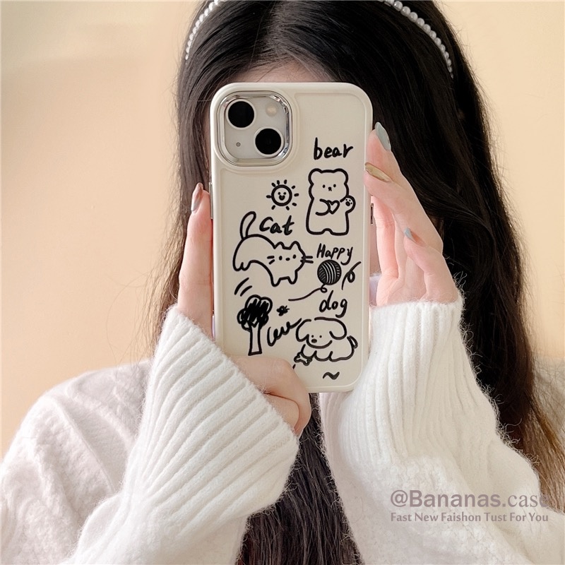 Ốp Điện Thoại Kim Loại In Hình Mèo Cho iPhone 14 Plus 14 13 12 11 Pro Max X XS