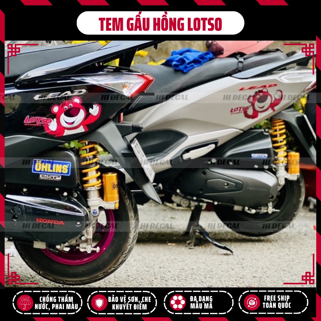 Tem Gấu Dâu Losto dán xe, trang trí ipad, điện thoại | TMN-H005 | Decal cao cấp chống nước, chống phai màu