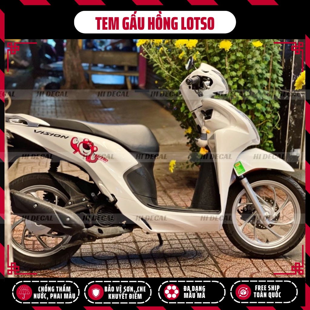 Tem Gấu Dâu Losto dán xe, trang trí ipad, điện thoại | TMN-H005 | Decal cao cấp chống nước, chống phai màu