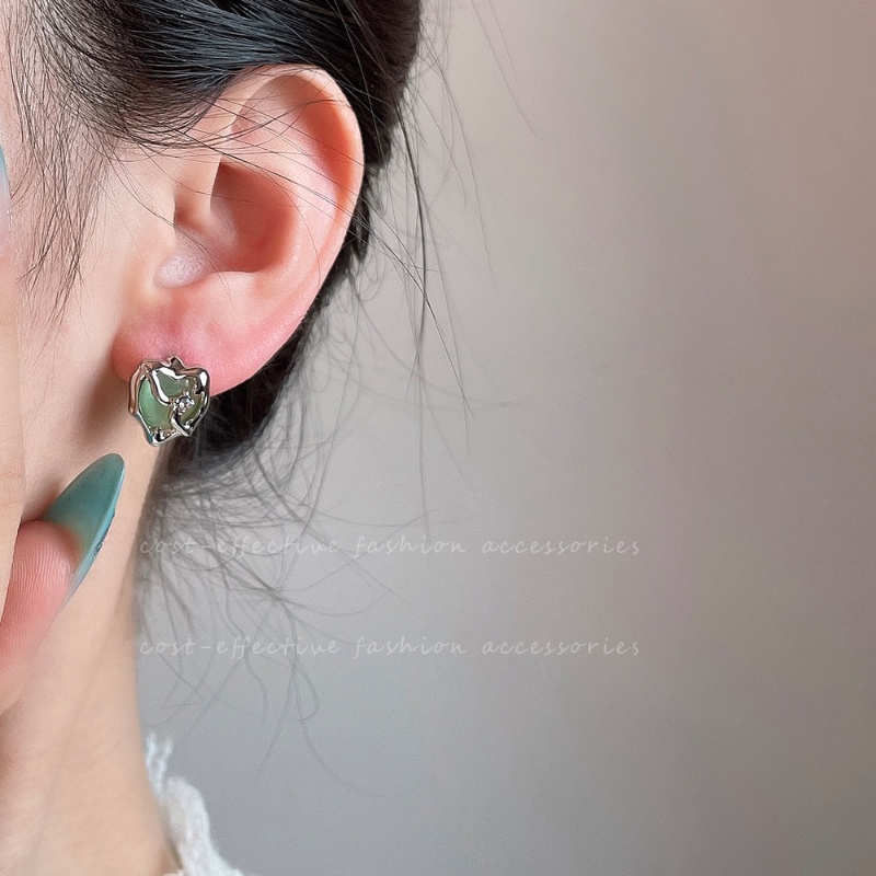 Khuyên Tai Đá Opal Hình Vuông Kiểu Dáng Đơn Giản Cho Nữ