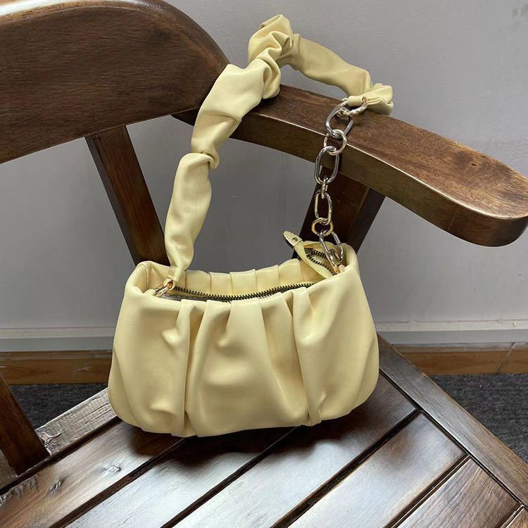 Túi Xách Đeo Dưới Cánh Tay / Đeo Một Bên Vai Cỡ Nhỏ Hình Đám Mây Xếp Ly Màu Trắng Đính Ngọc