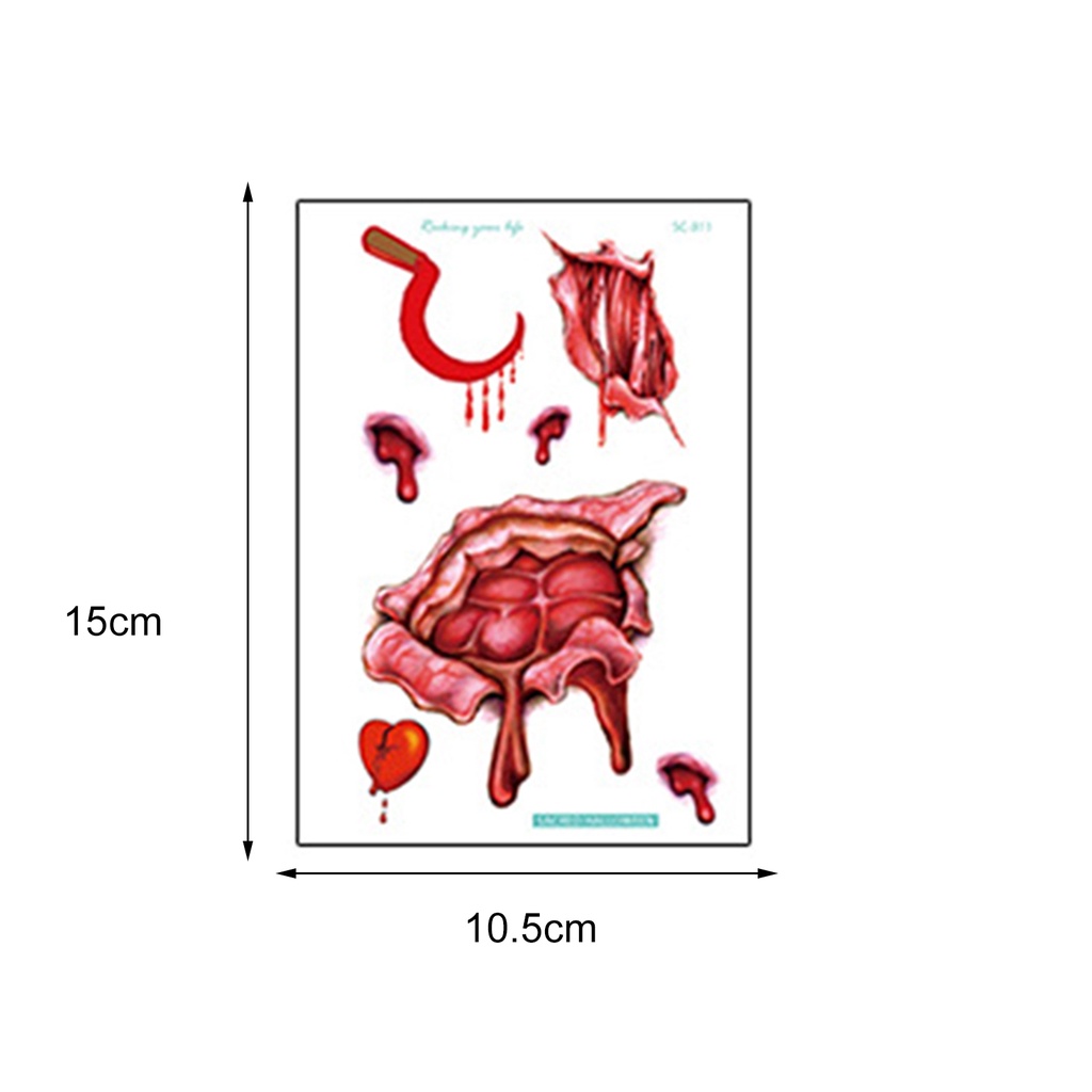 Set 10 Hình Xăm Dán Tạm Thời Chống Nước Siêu Mỏng Đa Năng Phong Cách Halloween