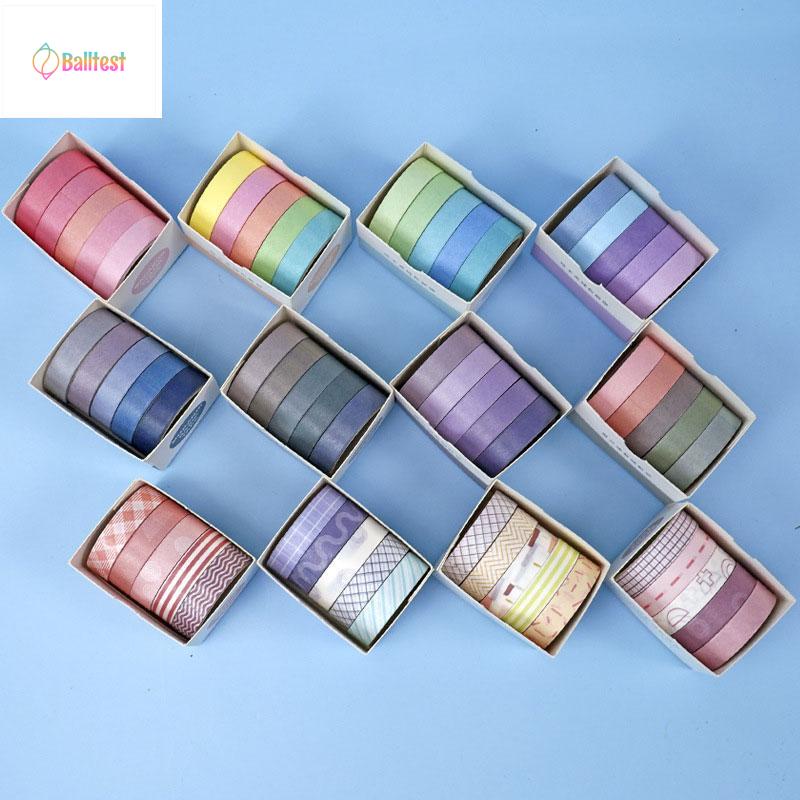 💜Bộ 5 cuộn băng keo washi phong cách dễ thương trang trí sổ