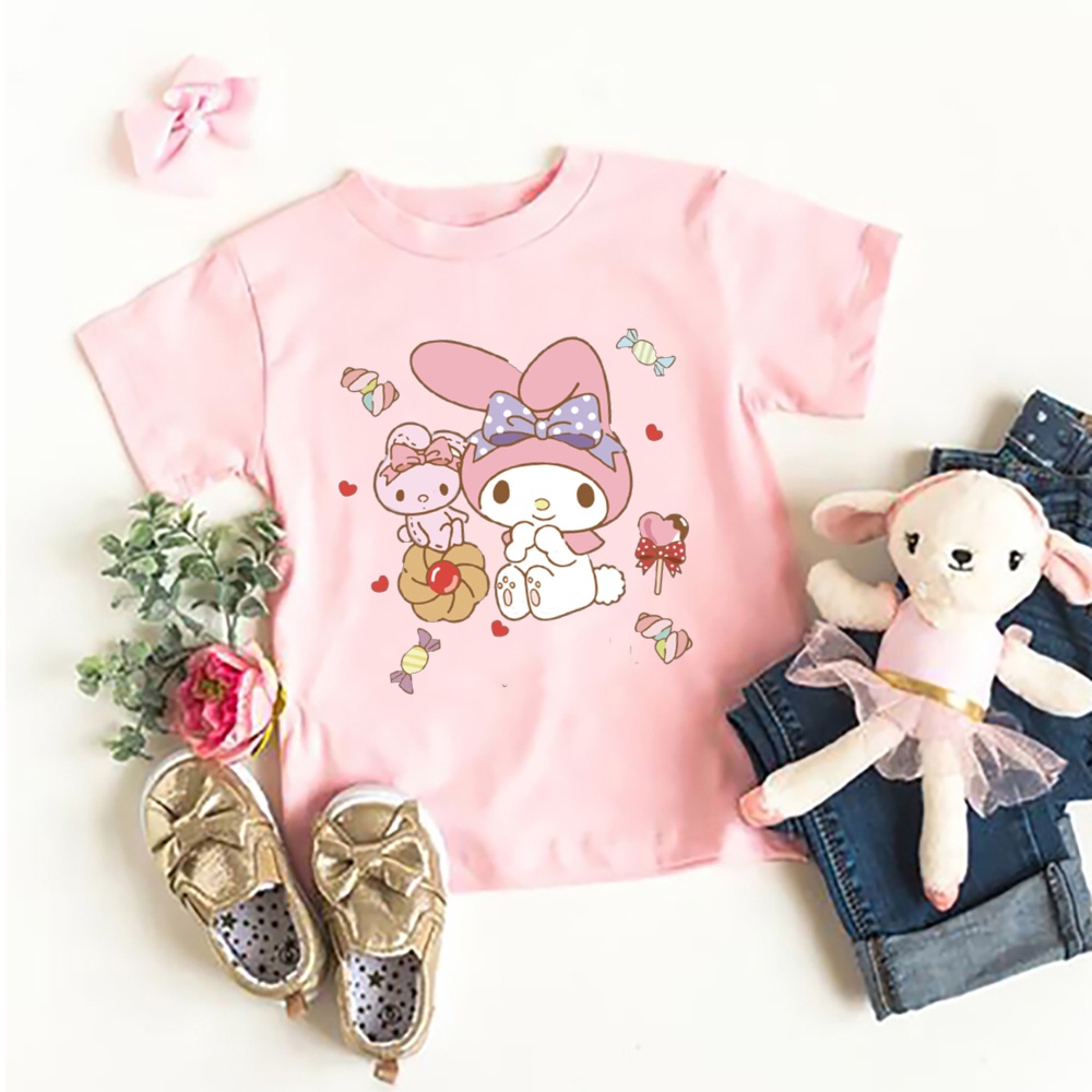 Kuromi Áo Thun Ngắn Tay Họa Tiết melody Xinh Xắn Dành Cho Bé