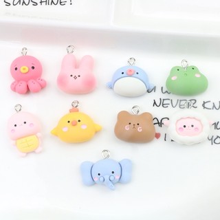Phụ Kiện Mặt Dây Chuyền Hình Bạch Tuộc / Ếch / Cá Heo / Gà / Thỏ Hoạt Hình Màu Vàng Bằng Nhựa resin diy