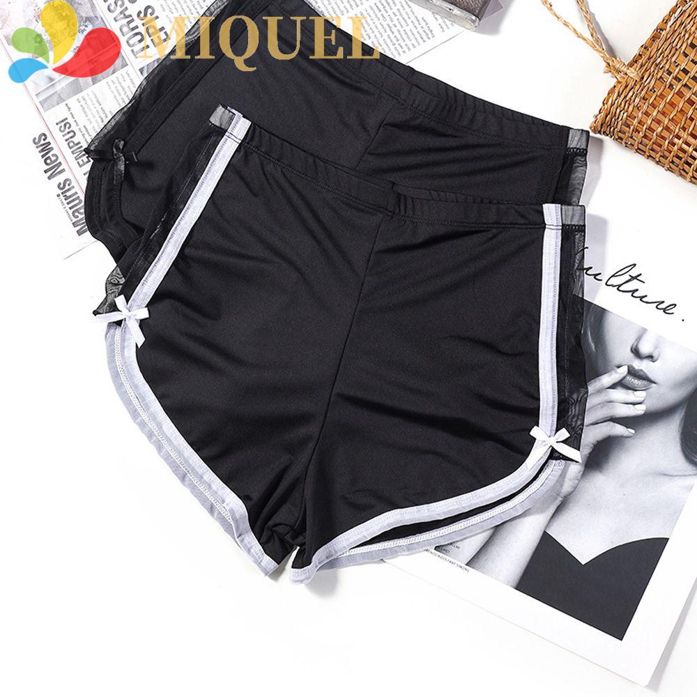 Quần Lót Boxer Ngắn Không Đường May Vải Lụa Mát Phối Ren Thời Trang Cho Nữ