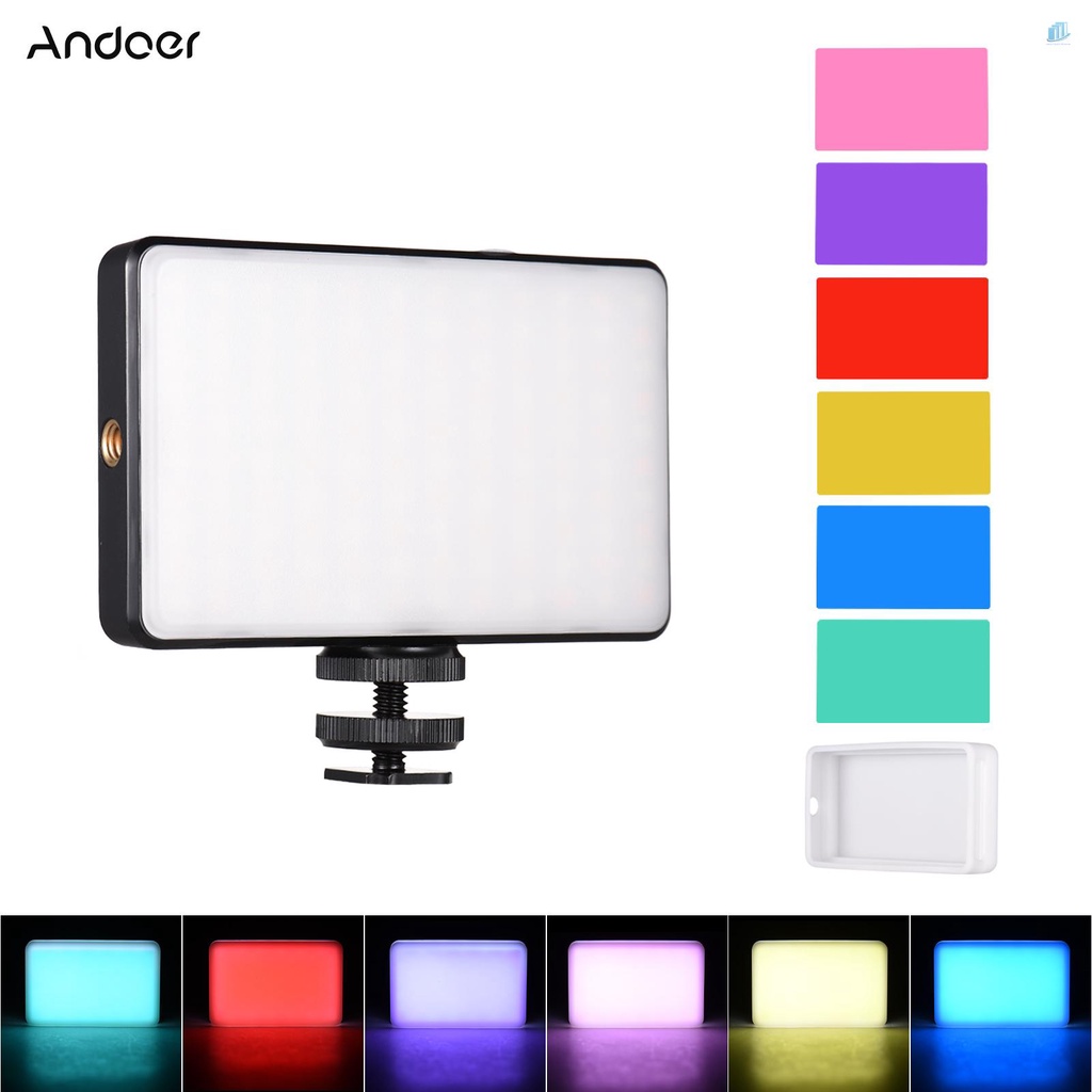 Đèn LED Andoer ST120 Bỏ Túi 2500K-9000K CRI95 + Bộ Lọc Màu Bằng Silicon 6 Màu Chịu Được Nhiệt Độ Cao