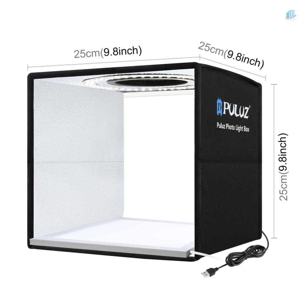 Hộp Đèn Led Chụp Ảnh 10 Cấp Độ Tùy Chỉnh Độ Sáng Được PULUZ 25cm