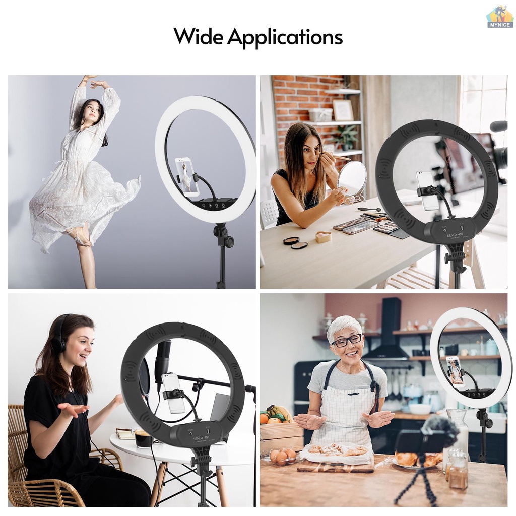 ANDOER Vòng Đèn LED 18 Inch RGB 2500K-8500K Cảm Ứng Điều Chỉnh Được + 190cm / 75in Kẹp Điện Thoại Linh Hoạt + Dây Điện Thoại