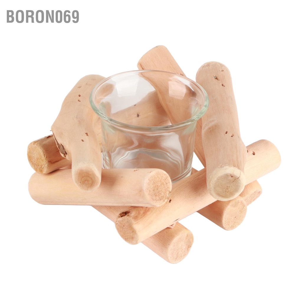 Boron069 Gỗ Thủ Công Đèn Với Cốc Thủy Tinh Phong Cách Nước Mộc Mạc Nến Trang Trí Cho Trại Nhà Cửa