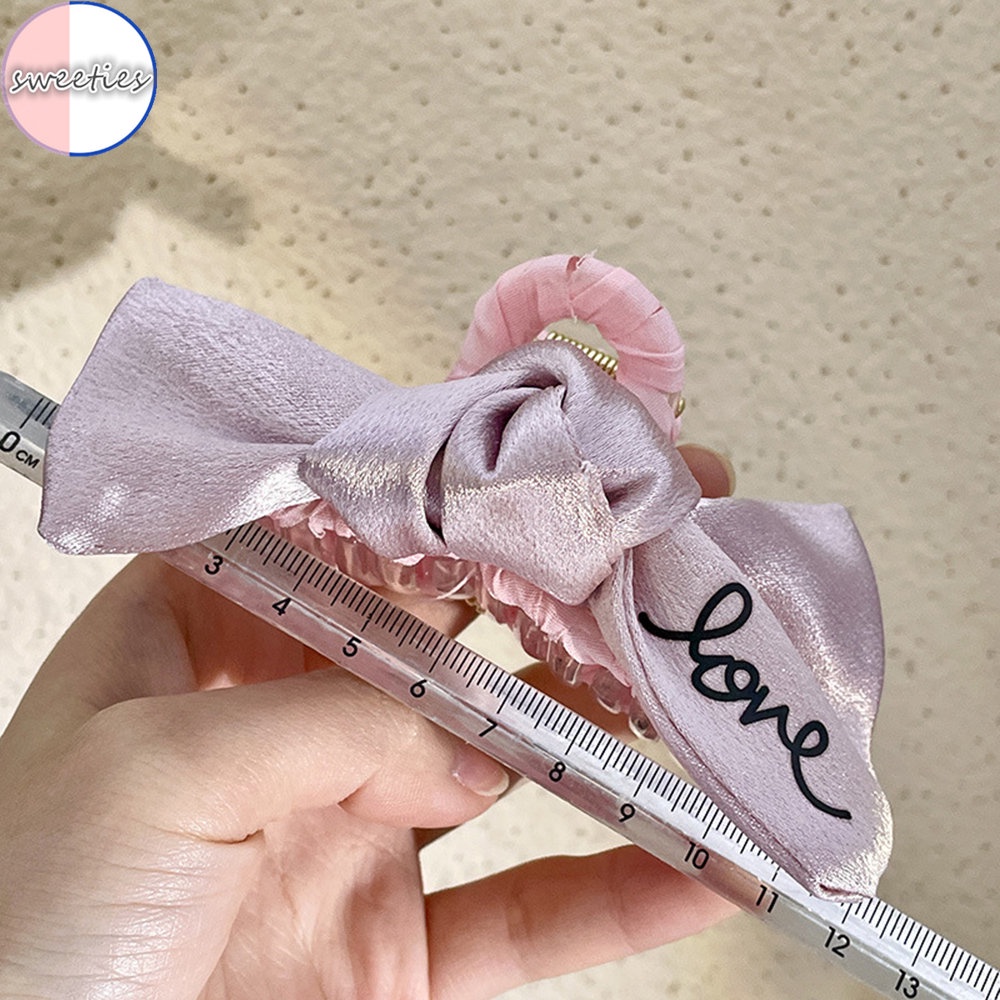 Kẹp Tóc Càng Cua Lớn Thắt Nơ Vải satin Màu Hồng Cổ Điển Pháp Thanh Lịch