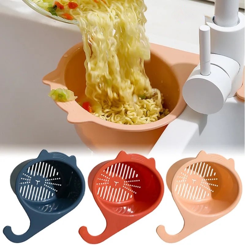 Rổ Lưới Đựng Rác Đa Năng Hình Mèo Hoạt Hình Gắn Bồn Rửa Chén / Trái Cây