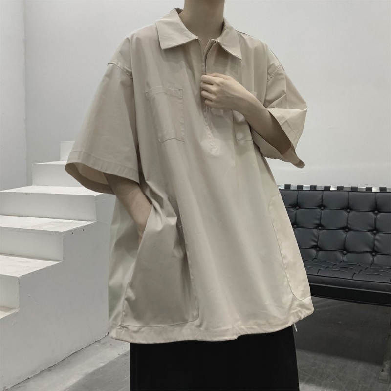 Áo Thun polo Tay Ngắn Có Khóa Kéo Phong Cách Mỹ Thời Trang Cao Cấp Cho Nam