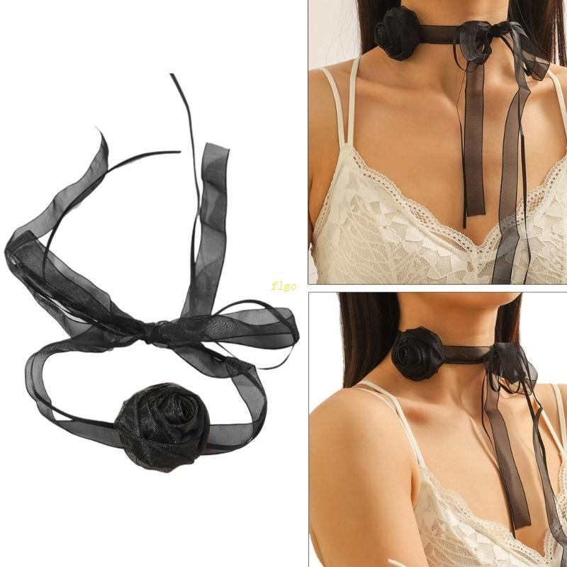 Vòng Cổ Choker Dài Mặt Hoa Lớn