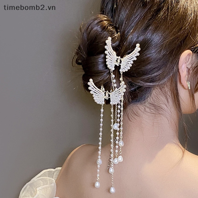 Kẹp Tóc Hình Bướm Đính Ngọc Trai Thời Trang Cho Nữ