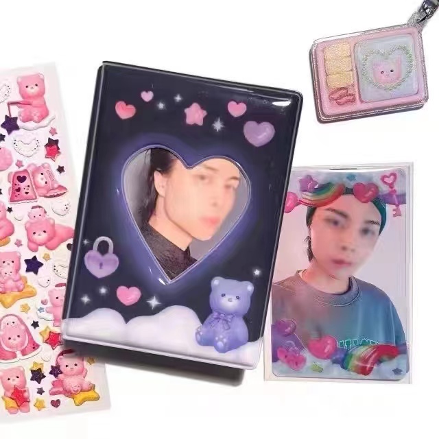 3 Inch Ins Photo Album Idol photo collection Cute Bear Starry Sky 40 Pocket PVC Photocard Collect Book In Stock New Arrival YM Cheap CX