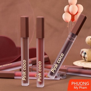 Son kem lì pink coco bền màu mướt môi son kem bùn