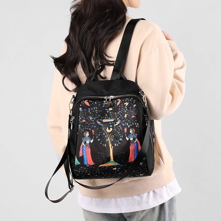 Ba lô thời trang mới in phong cách dân tộc, túi xách đeo chéo một bên vai thời trang dễ phối ba lô nhiều túi