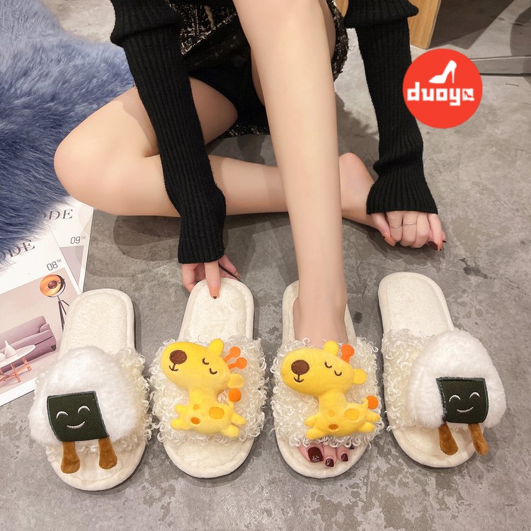 Duoya Tóc Thẳng ~ [Hàng Có Sẵn] Dép Cao Su Đế Dày Thấp Màu Trơn Da Lộn [ABC]