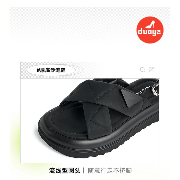 Duoya Tóc Thẳng ~ [Hàng Có Sẵn] Sandal Đế Dày Phong Cách Roman Cho Nữ Miễn Phí Vận Chuyển