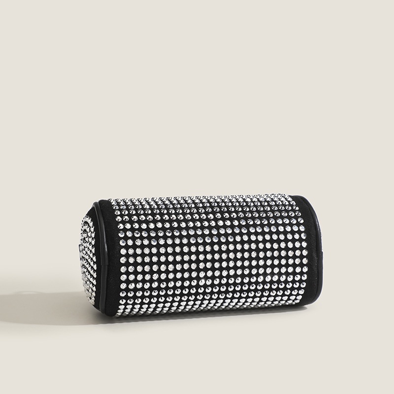 Túi Xách Đeo Vai Hình Trụ Đựng Điện Thoại / Mỹ Phẩm Đính Ngọc Trai Phối Dây Xích Kiểu Dáng Thanh Lịch