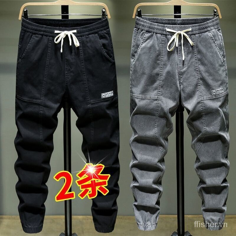 Quần Yếm Jean Mỏng Dáng Rộng Dài Đến Mắt Cá Chân Phong Cách Đường Phố Thời Trang Mùa Hè 2023 Mới Dành Cho Bạn Nam