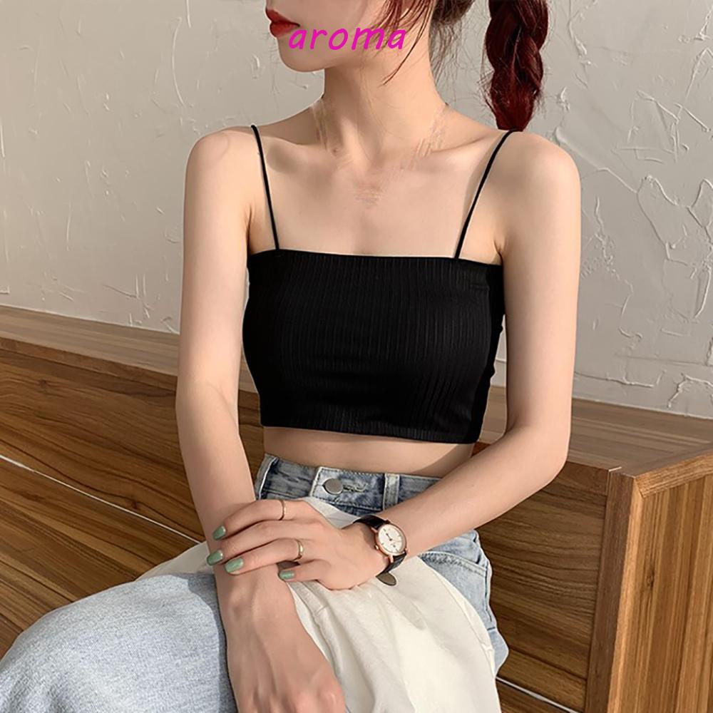 Áo Lót Lụa Lạnh Quấn Ngực Màu Sắc Tinh Khiết Có Đệm Ngực Cho Nữ