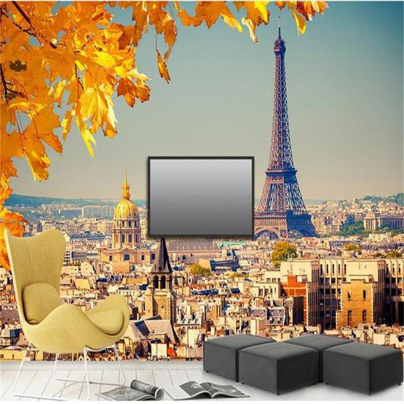 Giấy Dán Tường 3D Hình Tháp Eiffel Dùng Trang Trí Phòng Khách / Phòng Ngủ / Phông Nền TV / Sofa