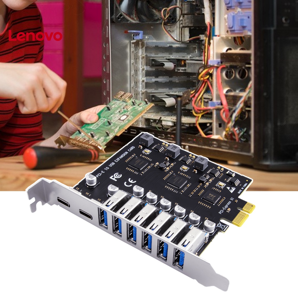 Thẻ Mở Rộng Tăng Áp Năng Lượng Thấp 5 Cổng PCI-E Sang USB3.2 Cho Máy Tính